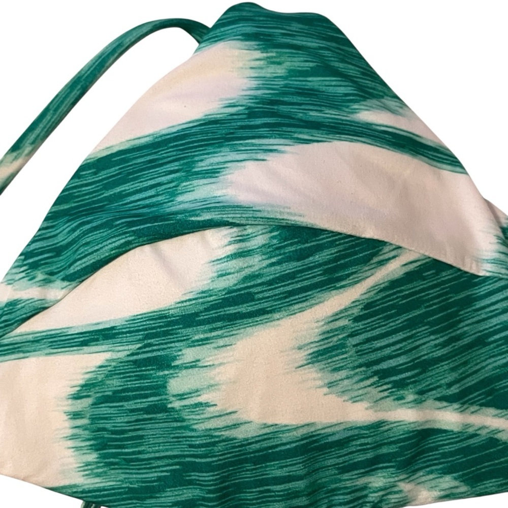 Seafolly Wavelength Cross Back Bralette Bikini Top Green White Women's 10 US NWT - Picture 7 of 11
